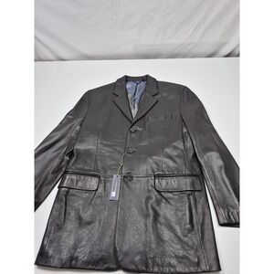 Jacob Siegel Blazer Mens 40 Brown Lamb Leather Single-Breasted Three-Button
